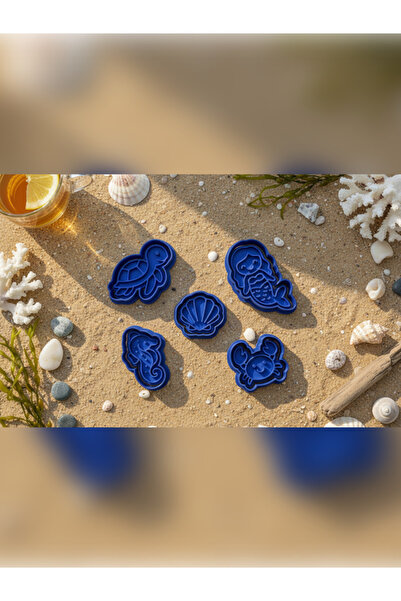 Filkorium3D Sea-Themed Cookie Mold Set – 5-8 cm |   Mermaid, Turtle, Crab, Se...