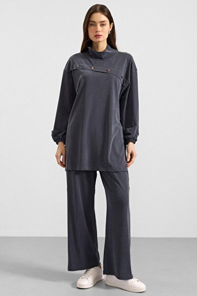 Olcay Set pantaloni de trening din țesătură premium cu accesorii metalice ALB...