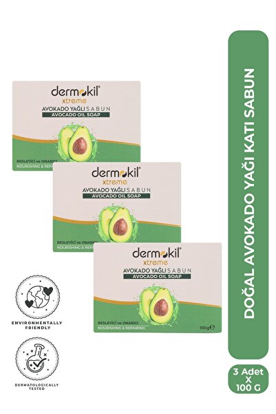 Dermokil Natural Avocado Oil Solid Soap 100 g X 3 Pieces