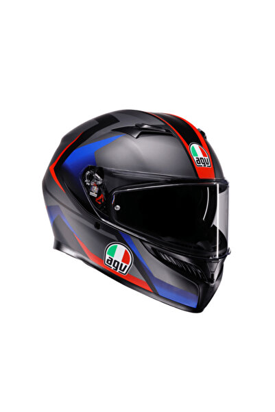 AGV K3 Mplk Striga Matt Black Blue Red Kapalı Kask