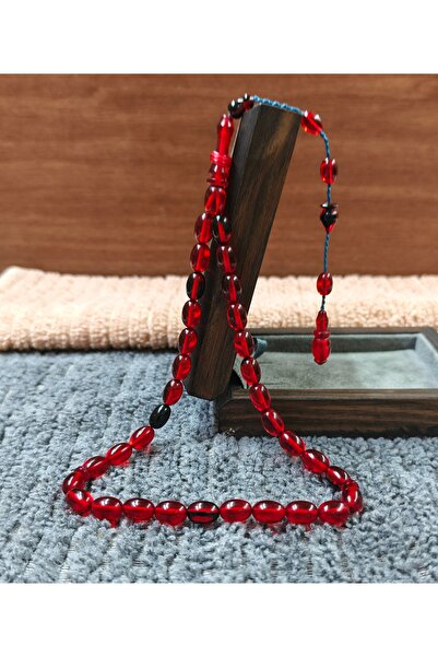 İnan Tesbih Ring Model Arpa Cut Craftsmanship Fire Amber Prayer Beads