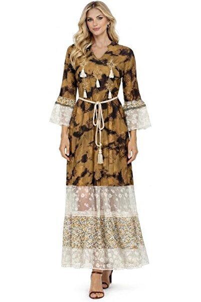CHEVALIER FASHION Women’s Elegant Ramadan Dress with Artistic Print, Embroide...