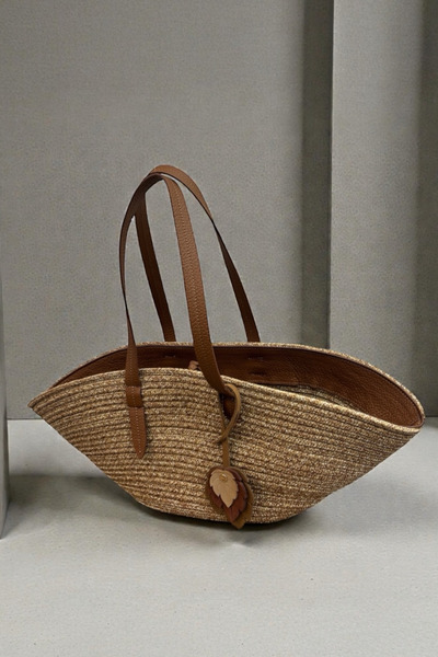 MaVaux Maris Extra Light Rope Weave Straw Bag with Genuine Leather Detail Wom...