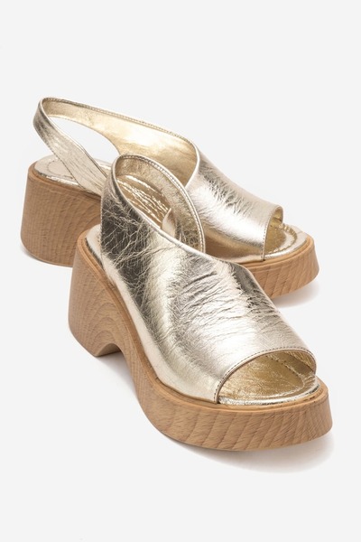 Zeynep Sıradağlı Colin Women's Genuine Leather Sandals Gold