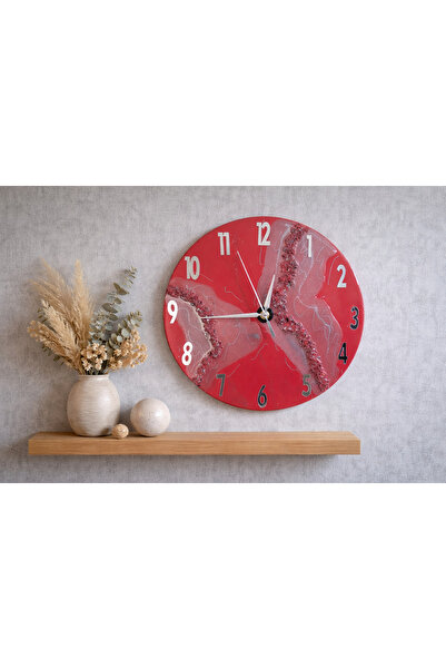 rustikhomedecor ساعة حائط إيبوكسي 30 سم - بتفاصيل حجرية، تصميم ريفي عصري