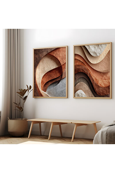 TekTablo 2 Parça Ahşap Tablo Seti Çerçeveli