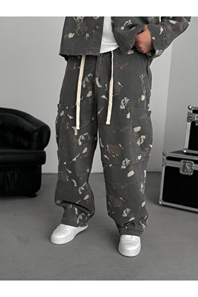 BYBASICMAN Gray Camouflage Cargo Baggy Pants C-6576