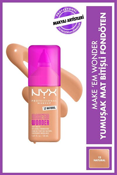 NYX Professional Makeup Make’ Em Wonder Yumuşak Mat Bitişli Fondöten 12 - Nat...
