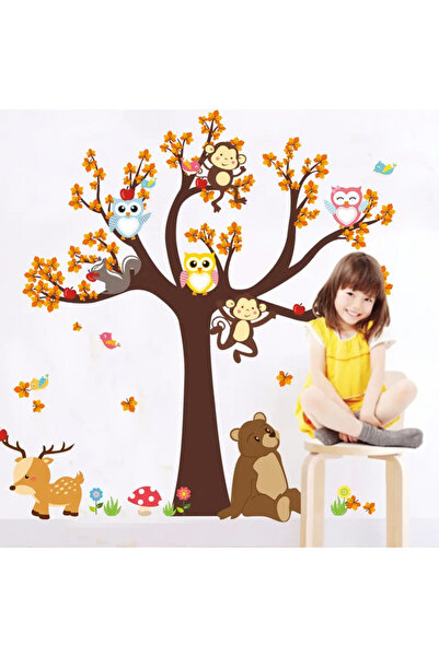 MaffStuff Decorative sticker with cheerful animals in the tree 78 x 57 cm