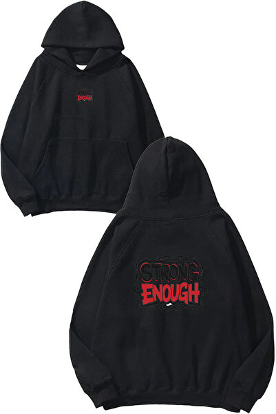 VSRN سترة رياضية سوداء كبيرة الحجم بطبعة تصميم سترونج 21