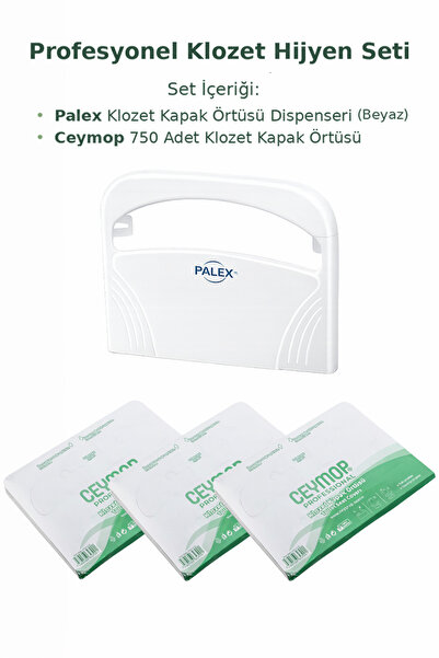Palex Klozet Kapak Örtüsü Dispenseri Beyaz + 3 × 250 Adet Ceymop Klozet Kapak...