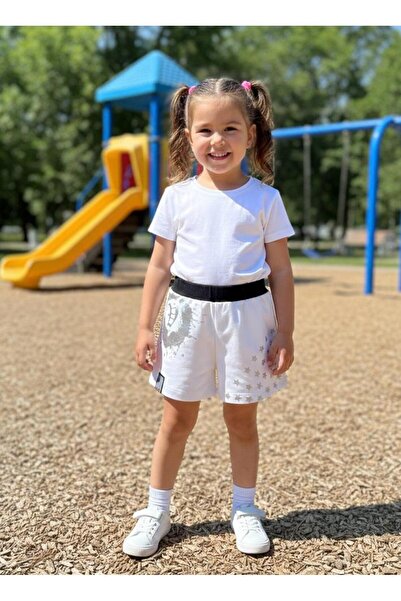 Babyhola Girl Child 2-5 Years Silver Detailed Star Printed Shorts 36046