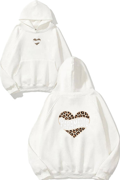 VSRN سويت شيرت أبيض كبير الحجم بطباعة تصميم مهني للمسعفين