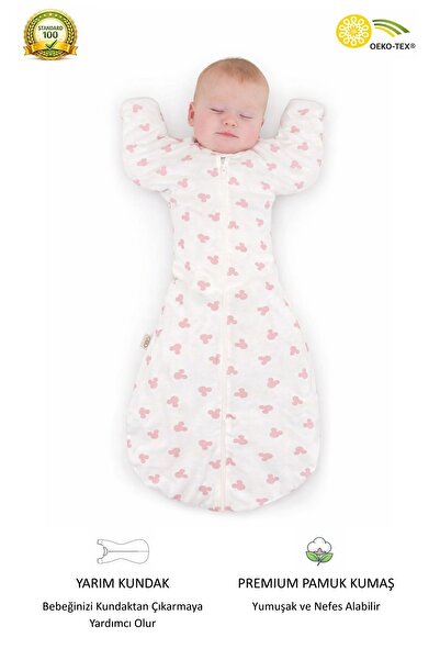 Le Touche Pink Baby Swaddle with Gloves, Cuffed Sleeping Bag & Sleeves-Up Swa...
