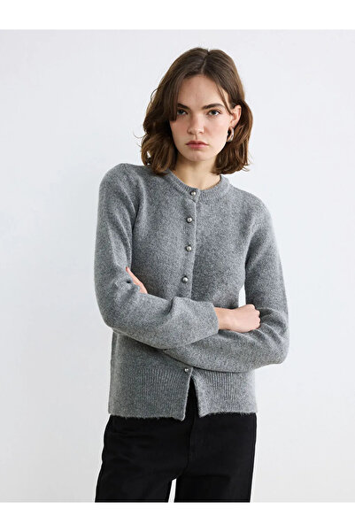 LC Waikiki Lcw Vision Gray Crew Neck Women's Knitwear Cardigan