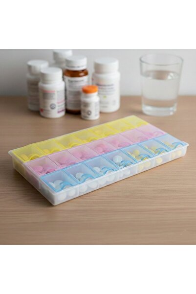 gaman 21 Bölmeli Renkli Günlük Hap/İlaç Saklama Kutusu - Taşınabilir Organize...