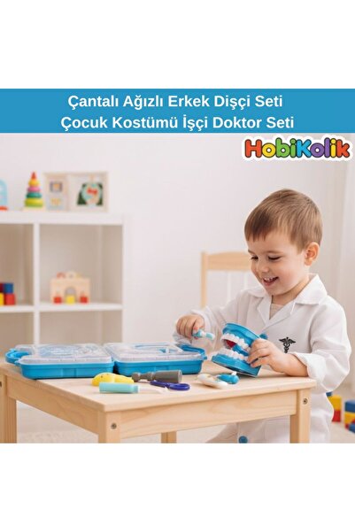 Art Tone 🦷👨‍⚕️ Çantalı Ağızlı Erkek Dişçi Seti & Çocuk Kostümü İşçi Doktor ...