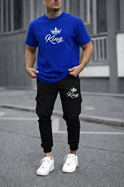 zeag طقم تي شيرت رياضي مطبوع للرجال من KING