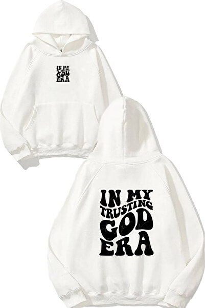 VSRN In My Design Printed Oversize White Hooded Sweatshirt