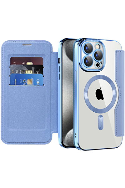 Techsuit iPhone 15 Pro Case - SmartMag Book Case - Light Blue