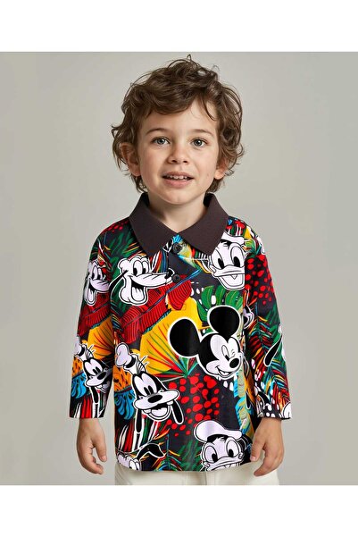 Babyhug Disney Single Jersey Knit Full Sleeves Polo T-Shirt with Mickey Mouse...