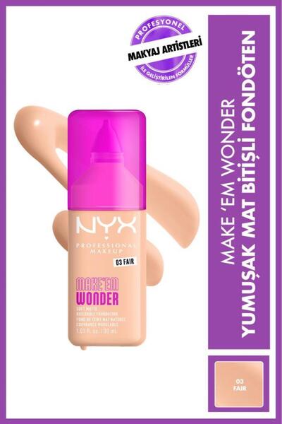 NYX Professional Makeup Make’ Em Wonder Yumuşak Mat Bitişli Fondöten 03 - Fair