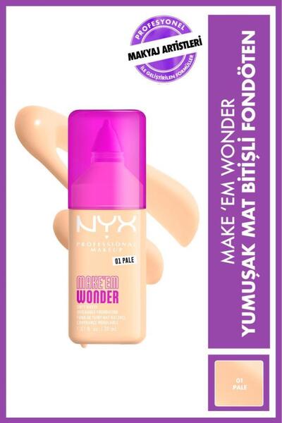 NYX Professional Makeup Make’ Em Wonder Yumuşak Mat Bitişli Fondöten 01 - Pale