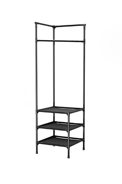 Arabest Coat Rack Freestanding Closet Organizer with 3 Storage Racks (Black)