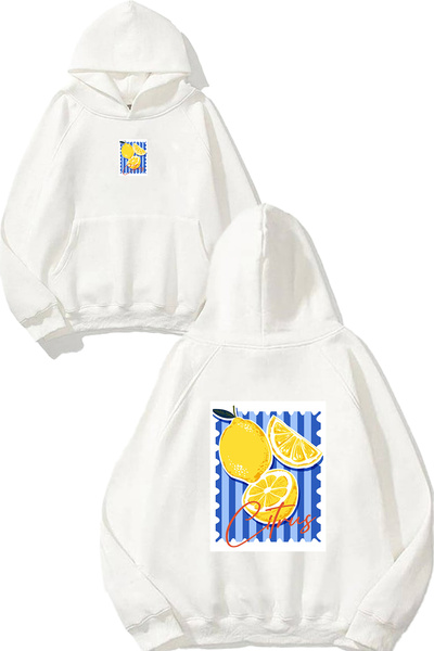 VSRN Φούτερ με στάμπα Citrus Design σε υπερμεγέθη λευκή χρωματική απόχρωση κα...