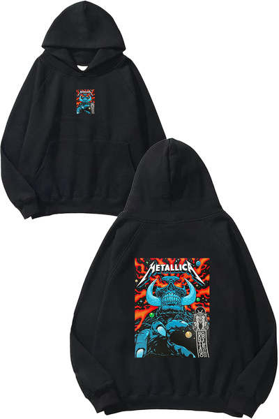 VSRN Monster Metallica dizajn, štampana oversize crna majica sa kapuljačom