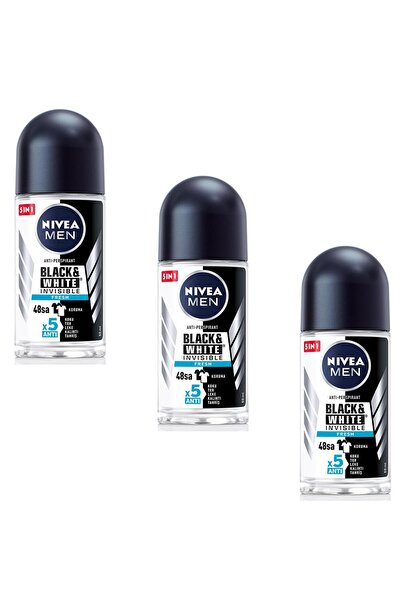 NIVEA Men Black White Fresh Erkek Deodorant Roll-On 50 ml 3 ADET
