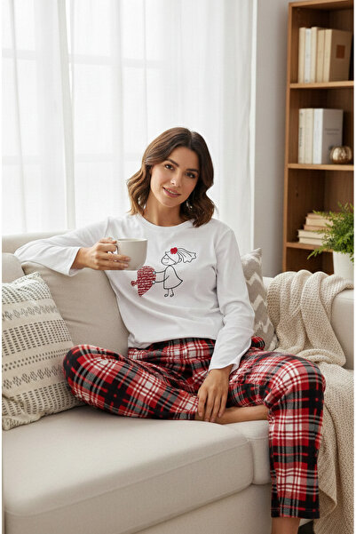 Bella Dossi Cotton Puzzle Heart Figured Lover Couple Pajama Set