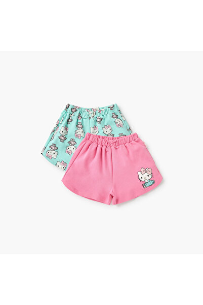 SANRIO شورتات مطبوعة برسومات هيلو كيتي مع رباط للإغلاق - طقم من قطعتين