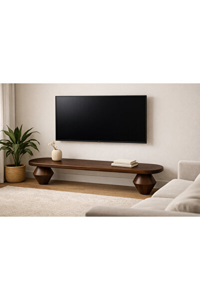 Trihome Masif Ahşap TV Ünitesi | Tornalı Ayaklı | Modern & Minimal TV Sehpası...