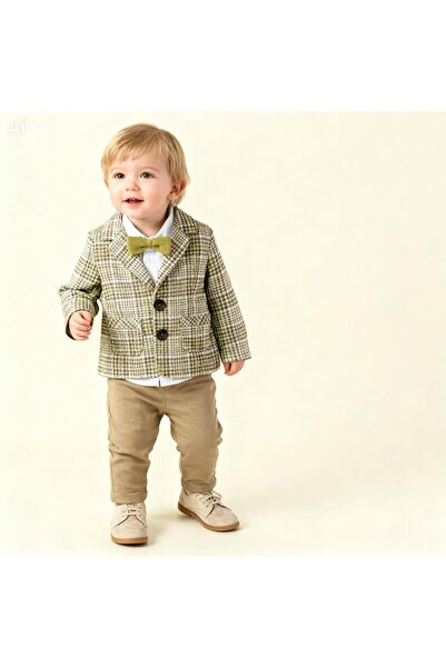 Gocoland Royal style plaid jacket & shirt & pants boy's 3-piece set