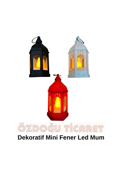 ÖZDOĞU TİCARET Dekoratif Mini Fener Led Mum (3 adet) Siyah Beyaz Kırmızı