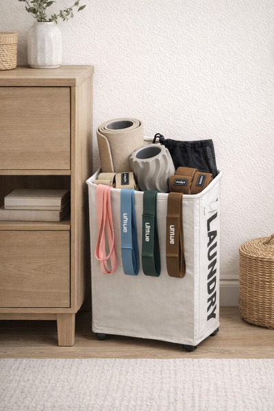 OEM Set antrenament acasa, benzi elastice, rola automasaj, saltea yoga, albastru