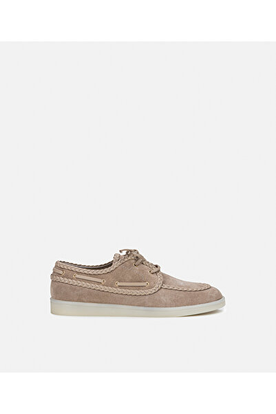 İpekyol Örgü şeritli süet deri tekne ayakkabısı