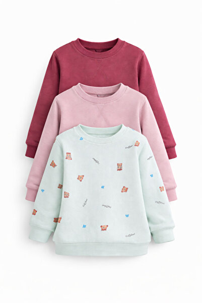 ozbaby.com Kız Bebek 3’lü Mevsimlik Sweatshirt Seti 2-6 Yaş | %100 Pamuklu Te...