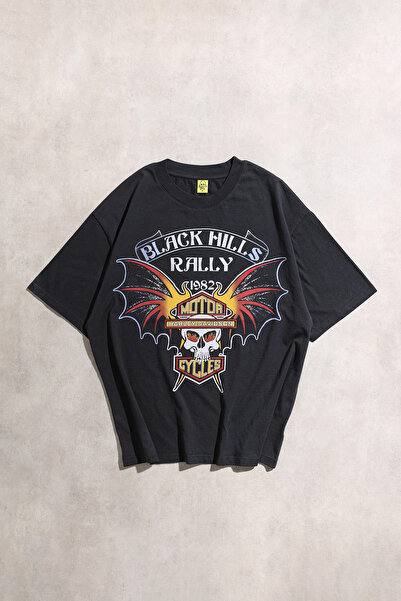 Overdrive Tricou cu mânecă scurtă Harley Black Hills Rally 1982 Biker, suprad...