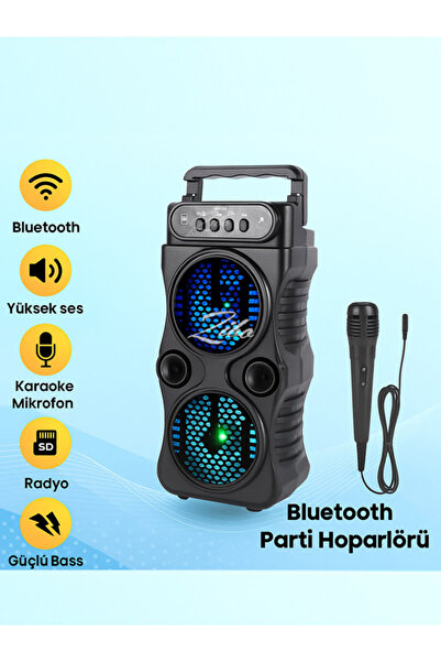 zibo Karaoke Mikrofonlu Bluetooth Parti Hoparlörü | Işıklı Ses Bombası | Rady...