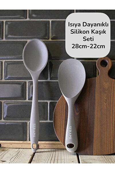 Seraph Isıya Dayanıklı Yanmaz Yapışmaz Silikon Uzun Kısa Derin Kaşık 28 Cm- P...