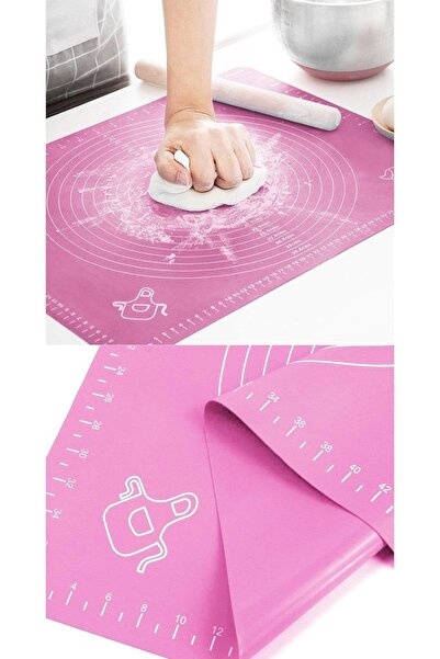 Mikasso Pembe En Büyük Boy Silikon Hamur Açma Matı, Hamur Açma Altlığı Silpat...