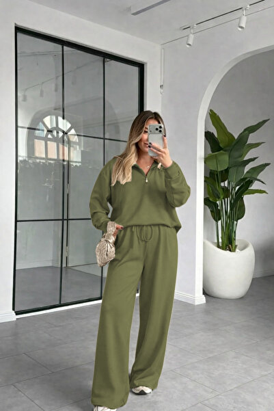 YAKAMEL Women's Modal Soft Touch Half Zippered Stand Collar High Waist Loose ...