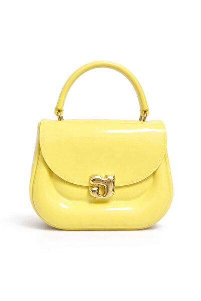 ZERVA QUEEN Shiny Patent Leather Light Blue Women's Handbag – Stylish Mini Sh...