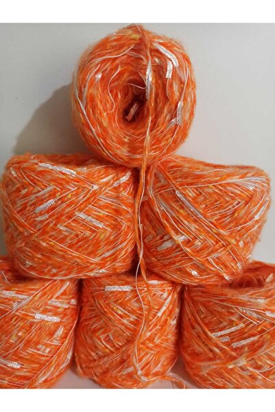 İPEK YÜN İPLİK DÜNYASI Moher Knitting Yarn (Orange, White Melted) Stripe Butt...