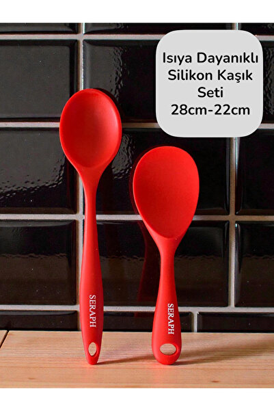Seraph Isıya Dayanıklı Yanmaz Yapışmaz Silikon Uzun Kısa Derin Kaşık 28 Cm- P...