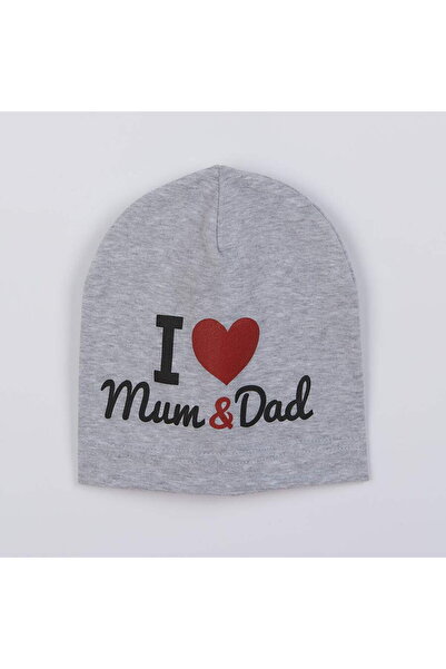 OEM Căciulă pentru bebeluși New Baby I Love Mum and Dad gri, mărimea 3-9 m