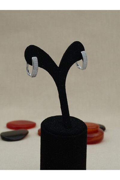 Bilge Takı Vip Silver Color Zircon Stone Oval Hoop Xuping Steel Earrings Eleg...