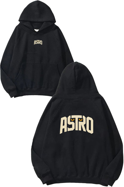 VSRN Φούτερ με κουκούλα Astro 41 Design, με στάμπα, σε μεγάλο μέγεθος, μαύρο